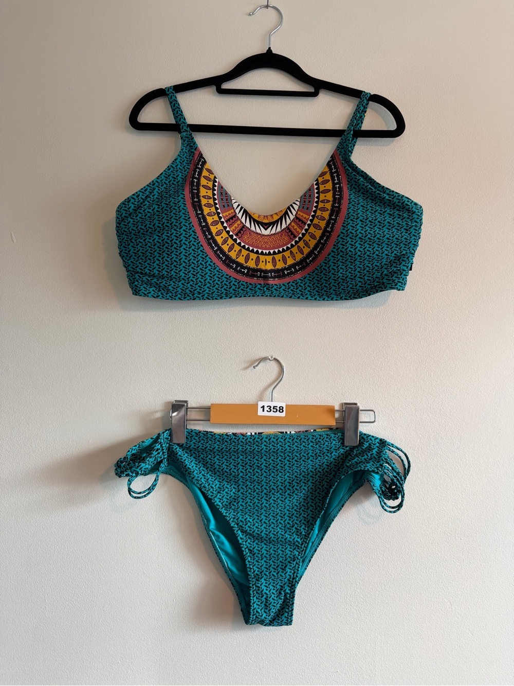 La Vie en Rose Aqua Tribal Print Bikini Set XXL/XL